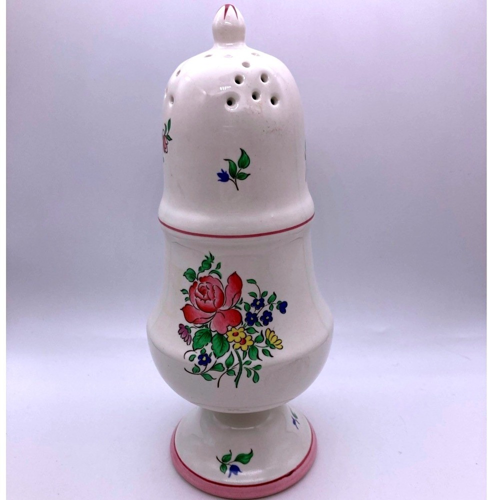 KG Luneville France Old Strasbourg Floral Muffineer Sugar Shaker Large 9" W/Plug